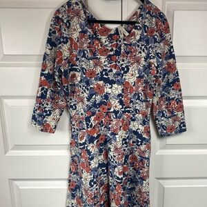 Pact Organic Cotton Spring Floral Fit Flare Jersey Dress Medium Romantic Flowly